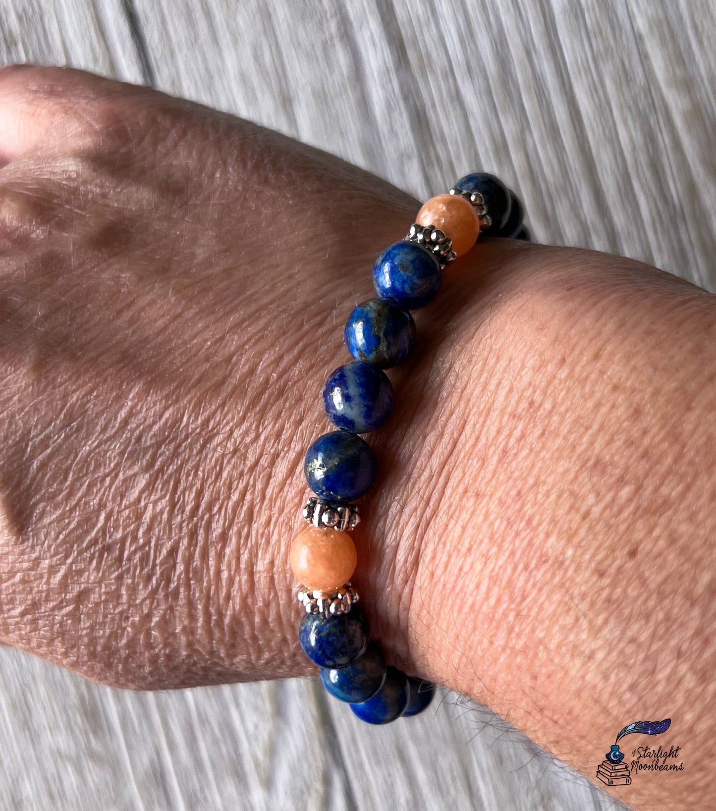 Lapis Lazuli with Peach Calcite Bracelet for Self-Empowerment