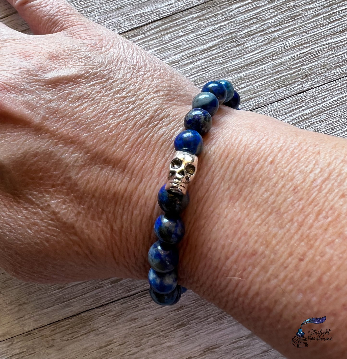 Lapis Lazuli Skull Bracelet for Shadow Work