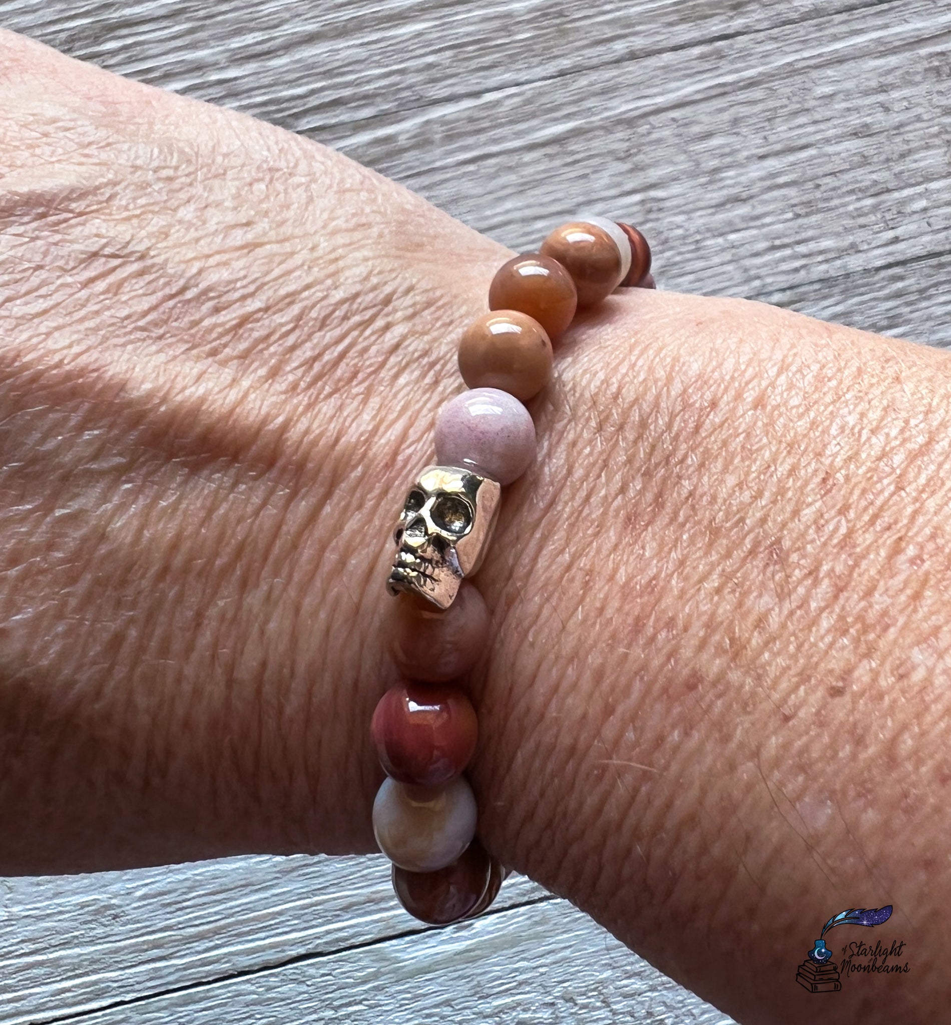 Buy Petite 5x6mm Wood Skull Bead Mala Bracelet Strand With Guru Bead Online  in India - Etsy